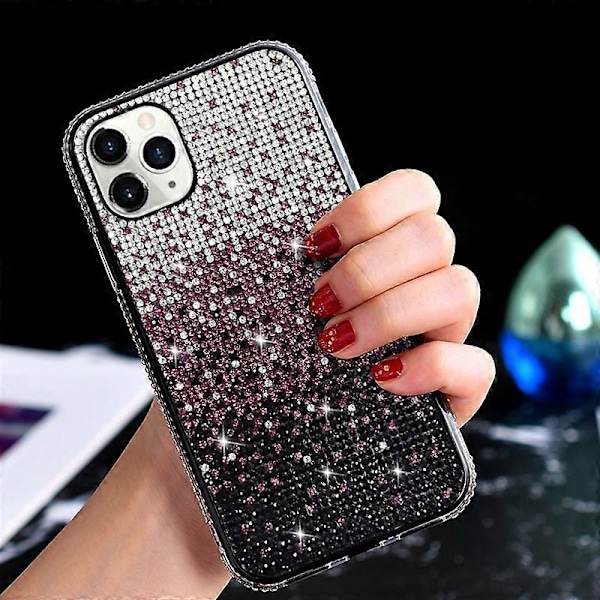 För iPhone 14 Plus Gradient Glitter Sparkle Bling Skal Rhinestone Dekor TPU Skyddande Fodral