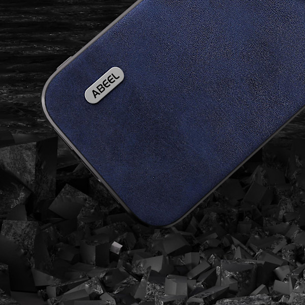 Til Iphone 15 Pro Stødsikker Bagside Cover Ko Læder Tekstur Pu Læder Belagt Tpu Telefon Cover Blue