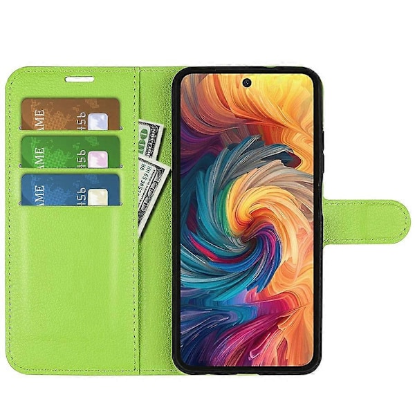 Til ZTE Blade V70 Etui Litchi Tekstur Stødsikkert Læder Wallet Telefon Cover- Multicolor Green