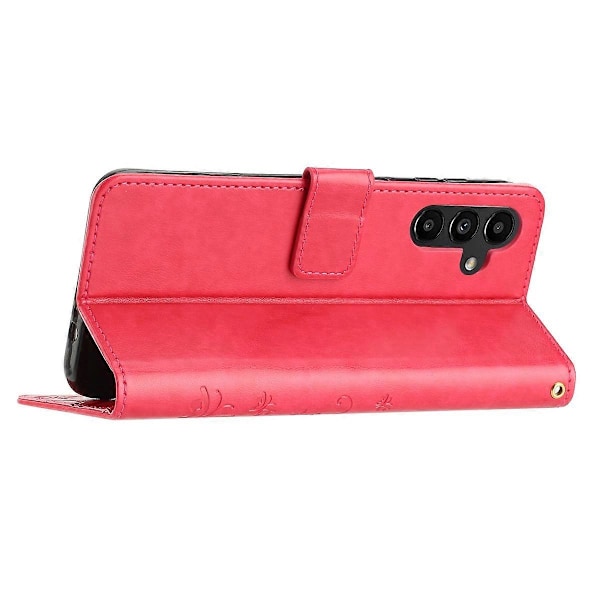Samsung Galaxy S24 FE -kotelo PU-nahkainen puhelinlompakkokotelo hihnalla - Harmaa Multicolor Red