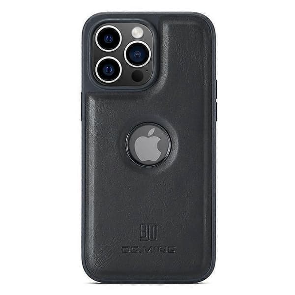 For iPhone 15 Plus Deksel Logo Visning Bakside PU Lær+PC+TPU Cover Multicolor Style E