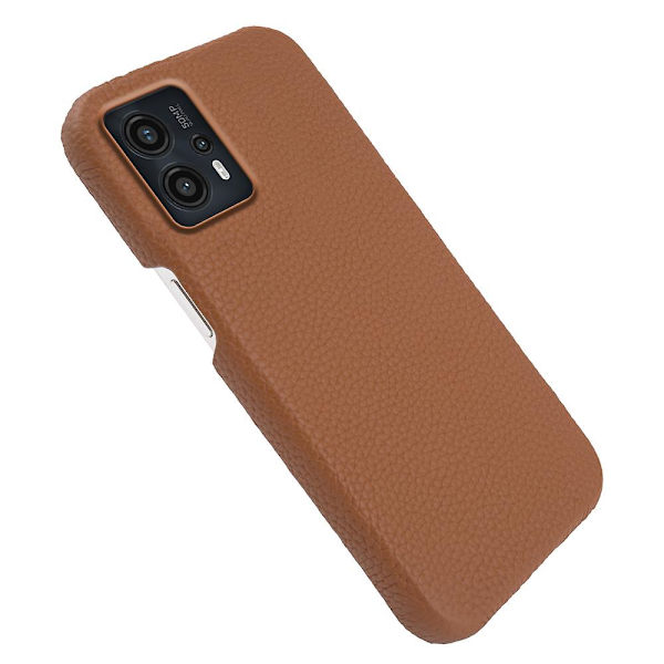 Cover till Motorola Moto G13 4g, Litchi Texture Äkta koläder+pc Magnetisk phone case Brown