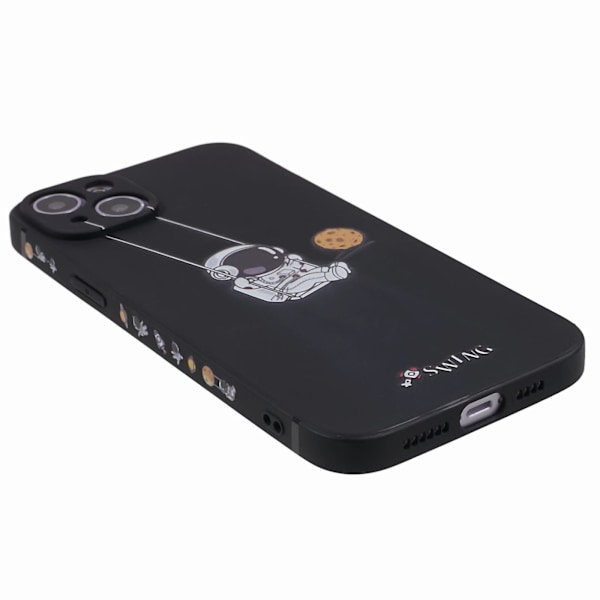 Roligt tecknat Astronaut phone case för Iphone 13, mjukt Tpu reptåligt cover Swing Astronaut Black