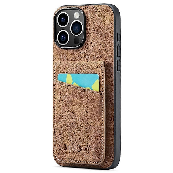 FIERRE SHANN iPhone 16 Pro Etui Kortholder Støtteben Læder RFID-blokering Bagcover Multicolor Style E