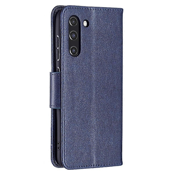 Imprint Fjäril Plånbok Läder Ställ Fodral för Samsung Galaxy S21 FE 5G Multicolor Style C