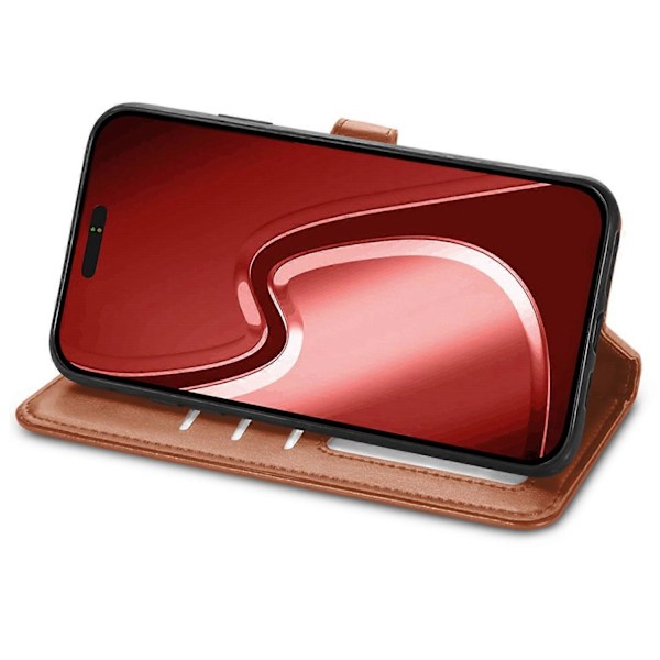 Læder telefoncover med pung, stativ og håndledsrem til iPhone 16 Pro Max - Grøn Multicolor Brown