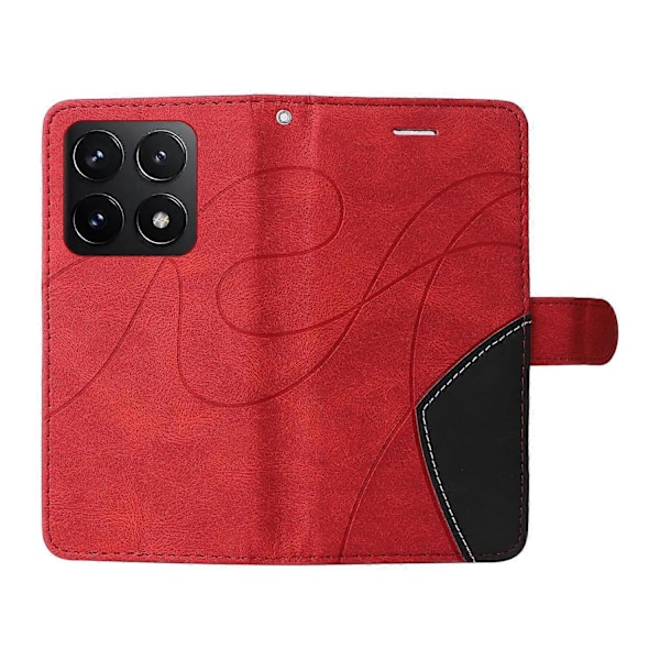 KT Læder Serie-1 Til Xiaomi 14T Læder Etui Farvesplejsning Telefon Cover Wallet Stand Multicolor Style D