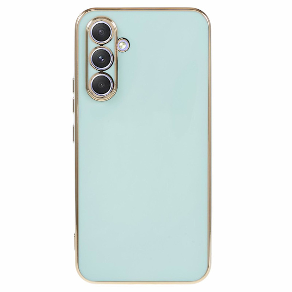 Mjukt Tpu- case för Samsung Galaxy S23 Fe, glänsande 6d galvaniseringstelefon skyddande cover Cyan