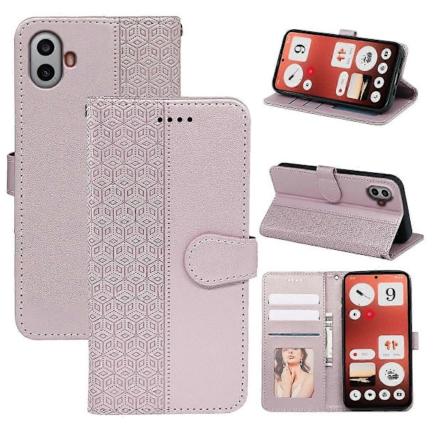 För Nothing CMF Phone 1 Plånboksfodral Mönsterpräglat Läder Flipfodral - Grön Multicolor Rose Gold