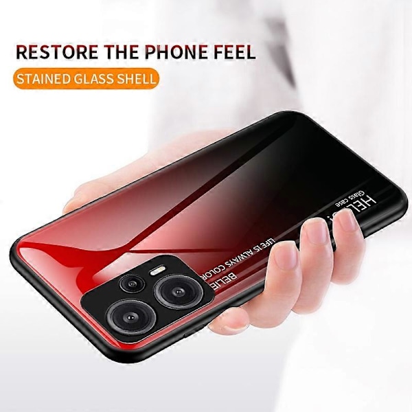 För Xiaomi Redmi Note 12 Turbo/Poco F5 5G Slim Telefonfodral PC+TPU+Härdat Glas Stöttåligt Skydd Multicolor Style F
