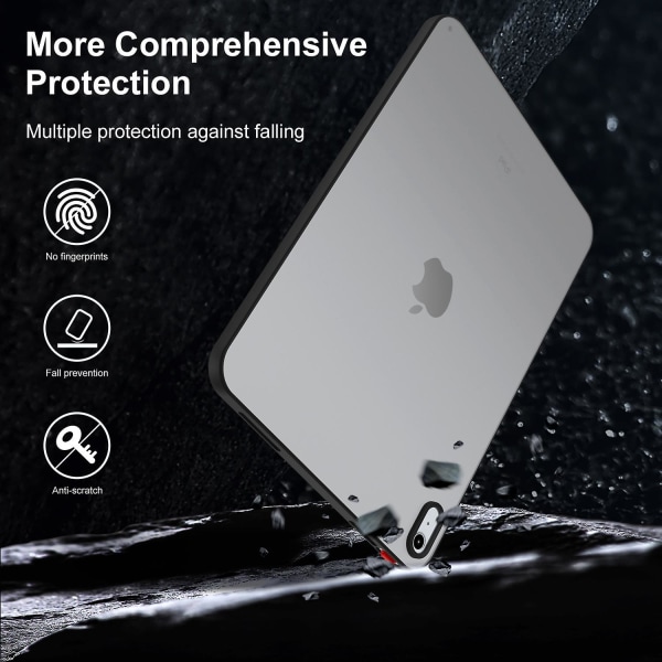 För Ipad 10.9 (2022) Slim Matte Case Contrast Color Pc+tpu Tablet Back Protector Cover Black