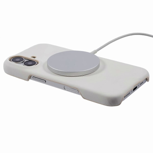 Skal för iPhone 16 Kompatibelt med MagSafe Hudvänligt Läder+PC Baksida - Grå Multicolor White