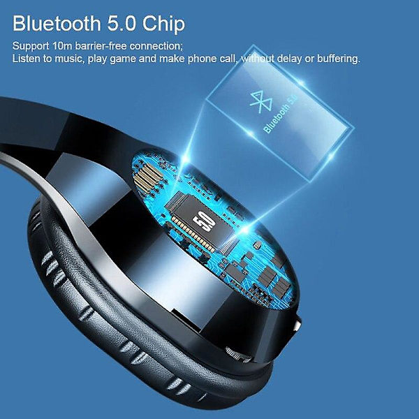 Headset hopfällbar stereo för Bluetooth 5.0-stöd