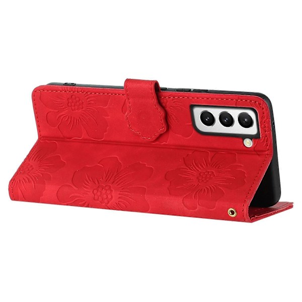 Til Samsung Galaxy S21+ 5G Wallet Telefon Cover PU Læder Shell Stand Blomster Præget Telefon Case Multicolor Style E