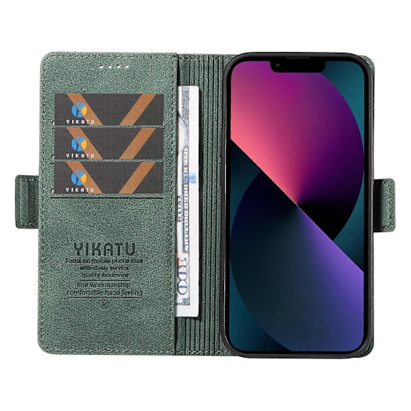YIKATU YK-005 Skinnkänsla PU Läder Plånboksfodral med Stötsäkert Ställ för iPhone 15 Multicolor Style D