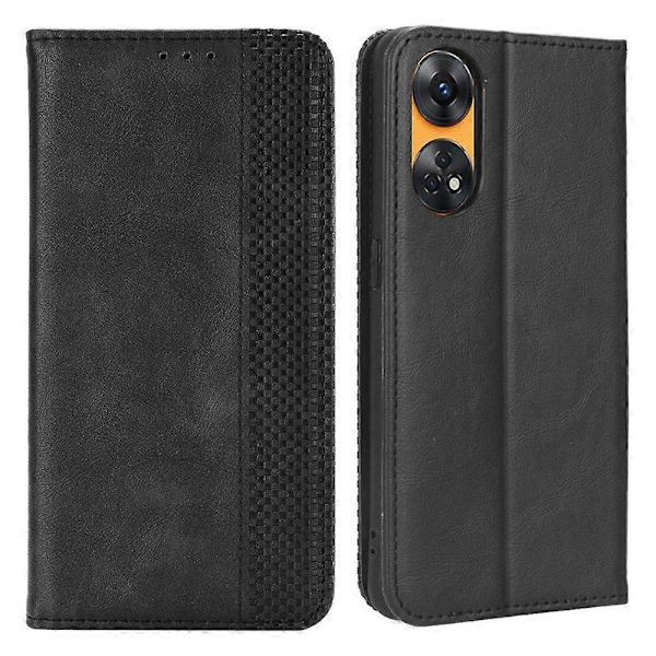Plånboksfodral för Oppo Reno8 T 4G, Retro Textur PU Läder Ställ Mobiltelefonfodral Multicolor Style D