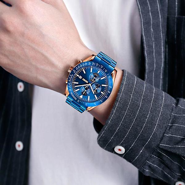 Skmei 9253 Men Stoppur Date Six Pin Quartz Watch Gold Black Silver blue