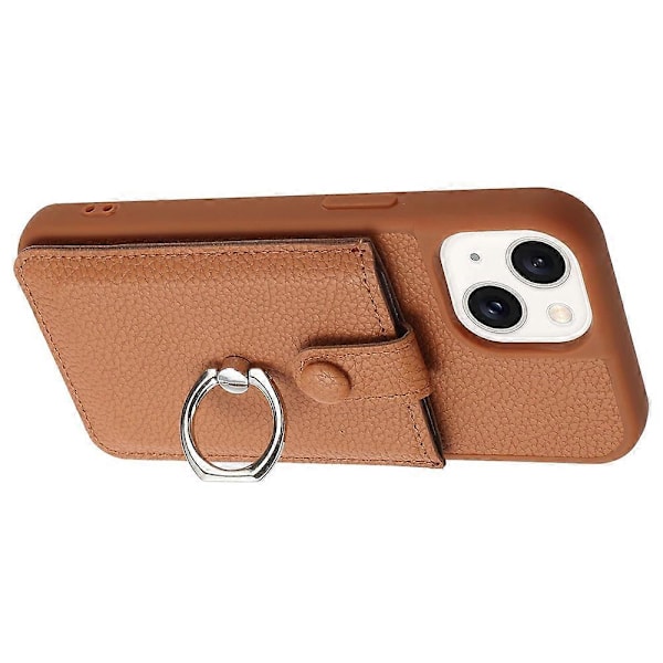 iPhone 15 Plus / 14 Plus -kotelo, korttipaikoilla, nahkainen takakansi ja rengastuki Multicolor Style D