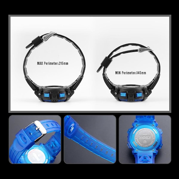 Skmei 1451 LED Digital Lysende Elektronisk Børneur 1451 (transparent Pink Blå) Black Shell Blue Circle
