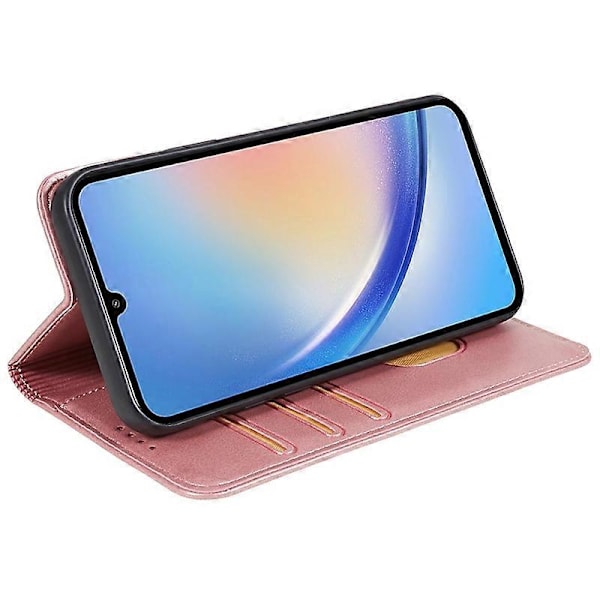 Til Samsung Galaxy A15 5G Etui Kalvetekstur Stand Wallet PU Læder Telefon Cover Multicolor Style F