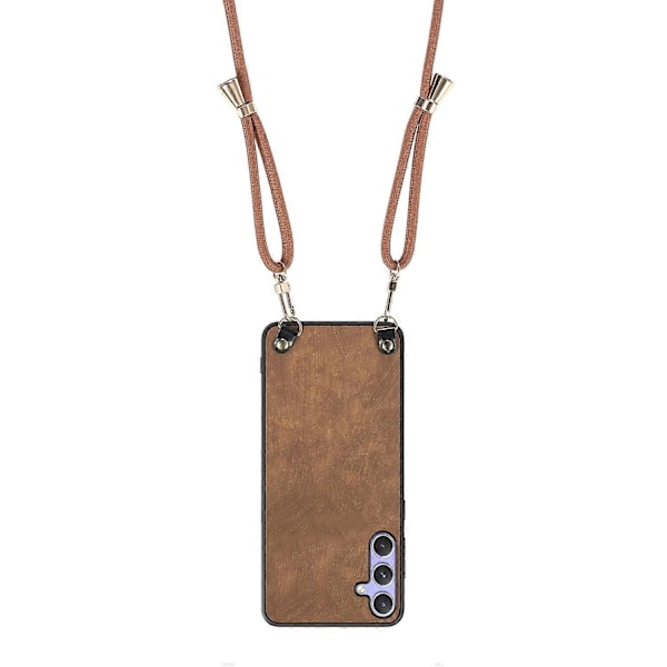 Retro skinndeksel til Samsung Galaxy A06s med justerbar stropp Multicolor Brown