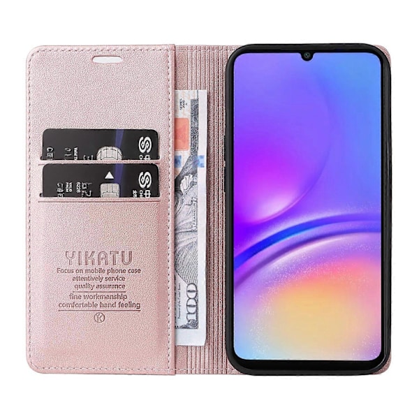 YIKATU YK-001 Fodral för Samsung Galaxy A06 Ställ Läder Telefonskydd Stark Magnetisk Stängning Multicolor Rose Gold