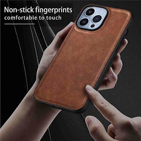 Mobilskal för iPhone 15 Pro Max Fodral PU Läderbelagd TPU+PC Smartphone Skal Multicolor Style D