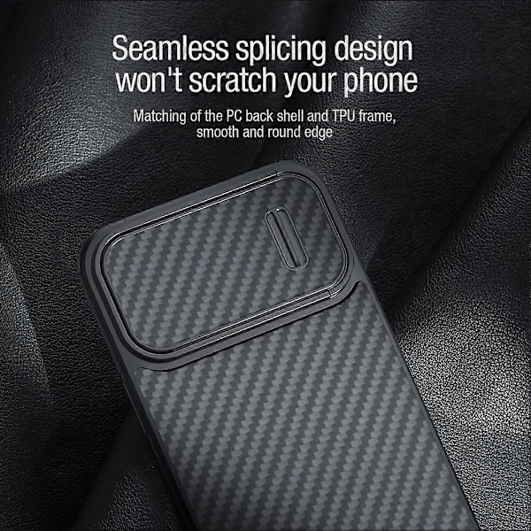 NILLKIN För iPhone 14 Pro Kolfiber PC+TPU Skal Skjutbart Kameraskydd Telefon Baksida