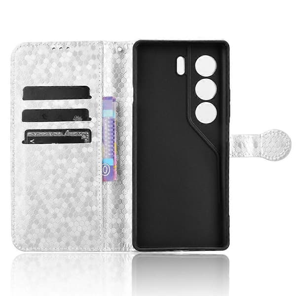Wallet Case for TECNO Camon 40 4G/40 Pro 5G Dot Pattern Imprint PU Leather Phone Cover Multicolor Silver