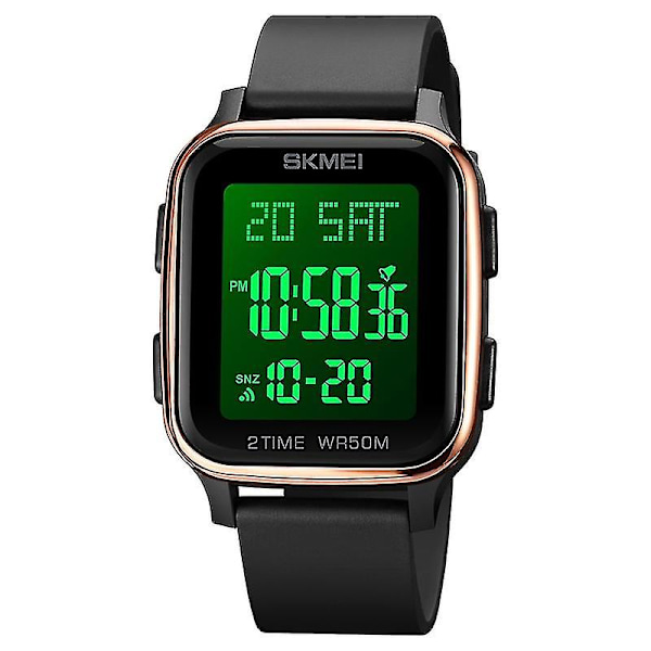 Skmei 1858 Square Digital Dual Display Watch Rose Gold