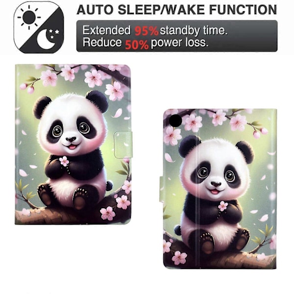 Til Samsung Galaxy Tab A9 Stand Case Mønstertryk Tablet Lædercover med Auto Vågn/Sov Multicolor Sakura Panda