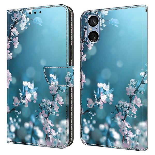 Sony Xperia 5 V Kotelo 3D-kuvio PU-nahkalompakko Puhelinkotelo Jalustalla Multicolor Plum Blossoms