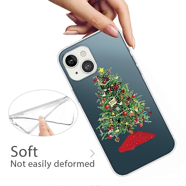 Julmönstrat Telefonskal för iPhone 14, Mjukt TPU Stötsäkert Skyddande Baksida Multicolor Style J