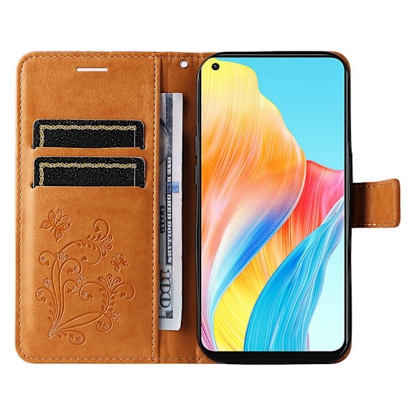 Nahkakotelo Oppo A78 4g:lle, Lompakkoteline, Painettu Perhoskuvioinen Puhelinkotelo Yellow