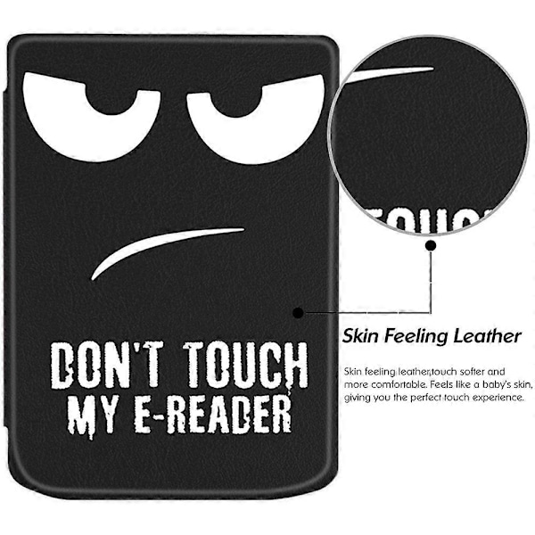 PocketBook Verse Pro -nahkakotelo E-lukulaitteen suojus automaattisella lepo/herätystoiminnolla – Aika matkustaa Multicolor Don't Touch My E-Reader