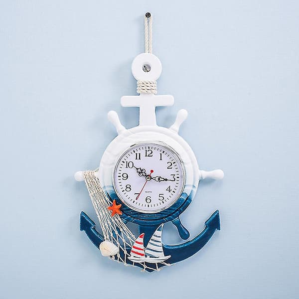 Medelhavsstil Ankare Väggklocka Creative Clock kompatibel Heminredning kompatibel Vardagsrum Sovrum Study-f C
