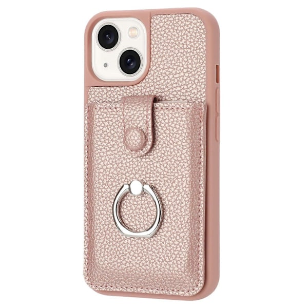 Kortlommer Læder Bagcover med Ringstøtteben til iPhone 15 Plus/14 Plus Multicolor Style A