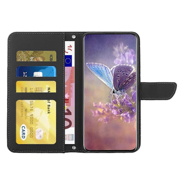 För Samsung Galaxy A05 4G Läderfodral Präglat Plånboksfodral med Handledsrem Multicolor Style B