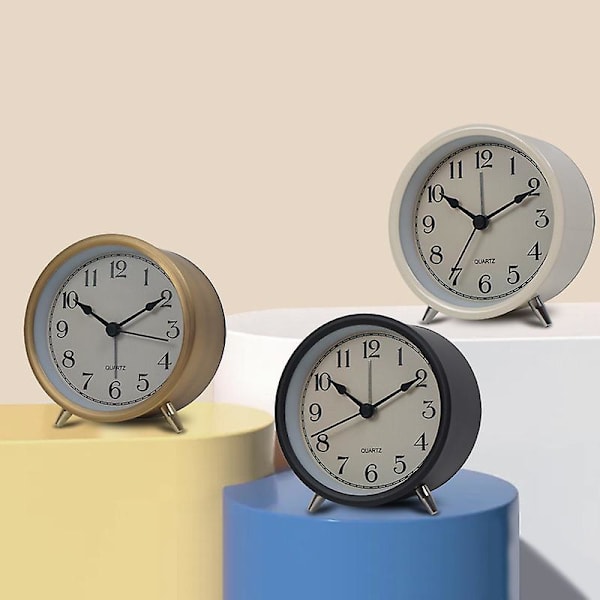 4 tums retro metallväckarklocka Student Desktop Creative Luminous Pointer Quartz Clock