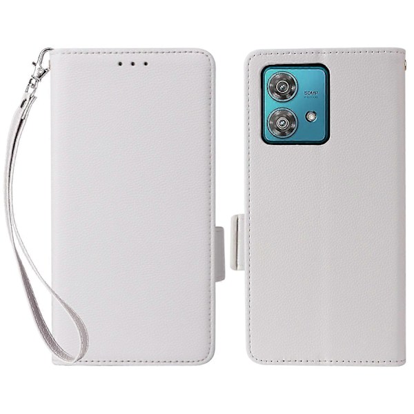 Til Motorola Edge 40 Neo 5G Etui Litchi Tekstur Tegnebog Læder Telefon Cover med Rem Multicolor Style B