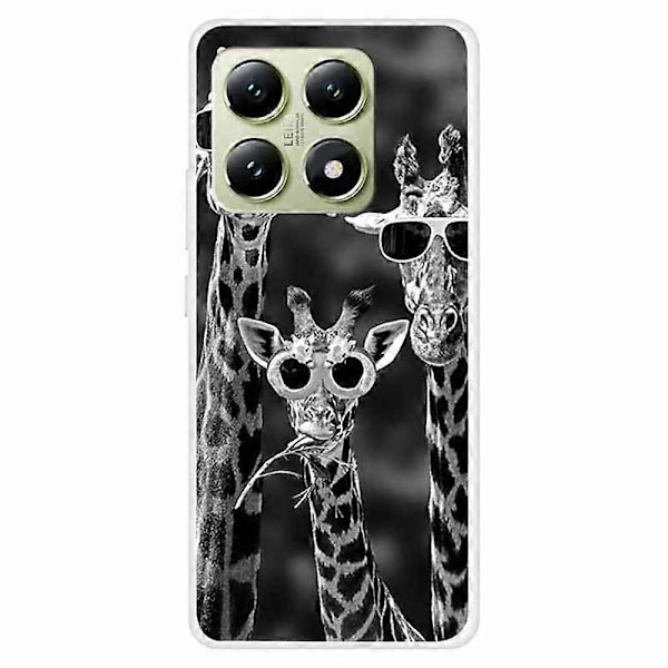 Til Xiaomi 14T TPU Cover Mønsterprint Anti-Drop Telefon Bagcover Multicolor Sunglasses Giraffes