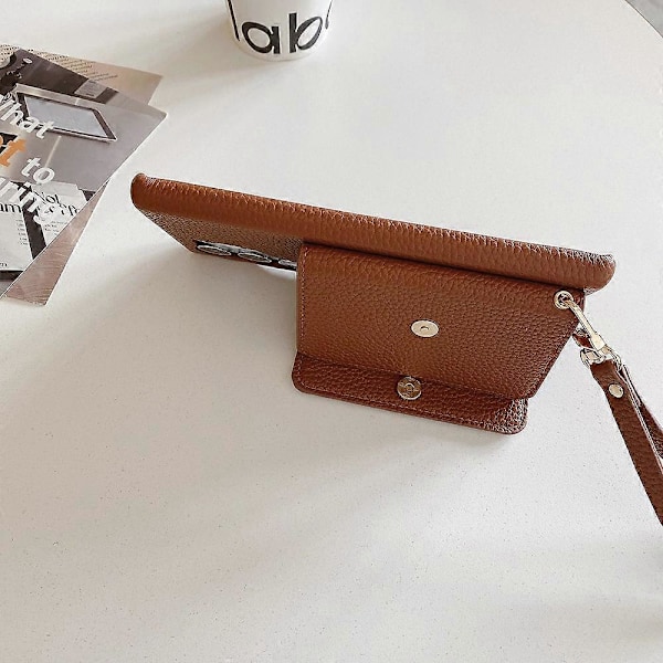 Til Samsung Galaxy S23 Ultra Etui Spejldesign PU Læder Bagcover med Kortlommer, Håndledsrem Multicolor Style F