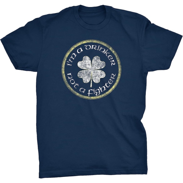 I'm A Drinker Not A Fighter - Roligt bekymrat print Irländsk drinkskjorta för män Navy 3XL
