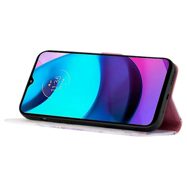 Motorola Edge 40 Neo 5G -puhelimen nahkakotelo olkahihnalla, marmorikuvioinen puhelinjalustakansi Multicolor White+Purple LS006