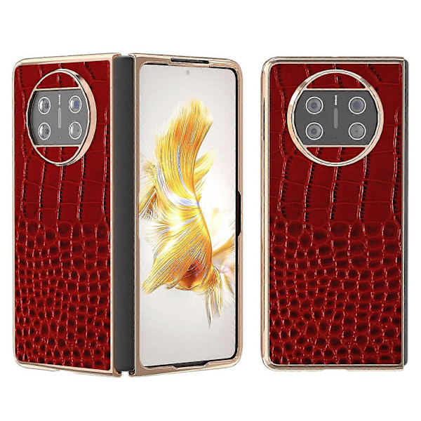 Til Huawei Mate X3 5G Krokodillemønster Telefoncover Ægte Koskindslæder + PC Elektropletteringscover Multicolor Style C