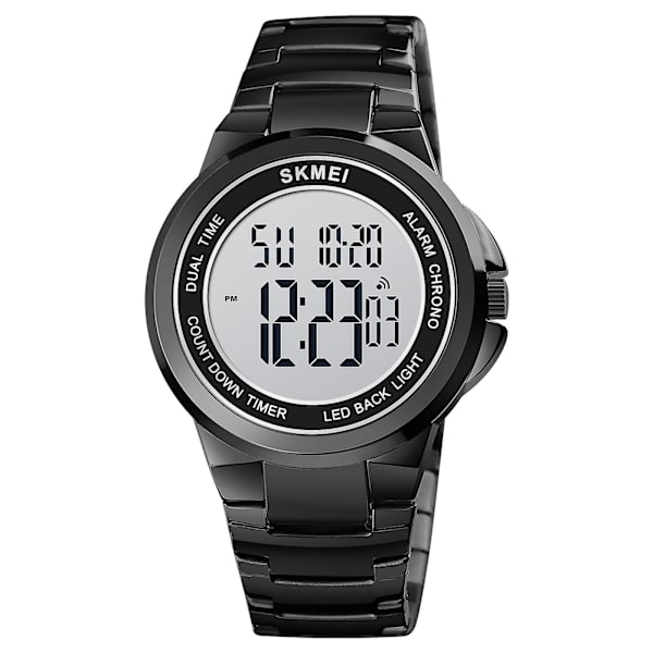 Skmei 1712 Stainless Ste Strap Electronic Watch Black and White