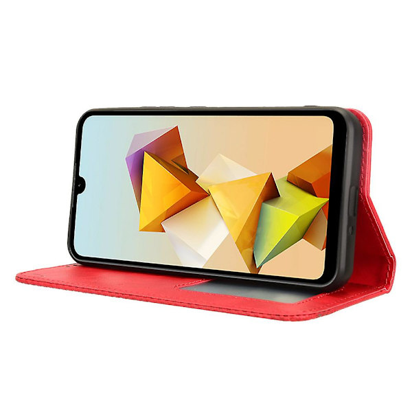 För Zte Blade A33s Case Stativ Retro Cover Red