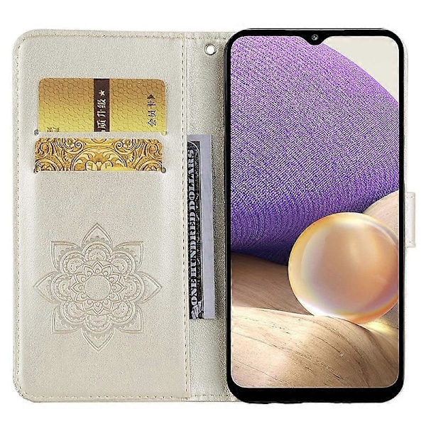 Til Samsung Galaxy S23 FE Cover Ugle Blomst Præget Rhinestone Læder Telefon Stand Cover Multicolor Style E