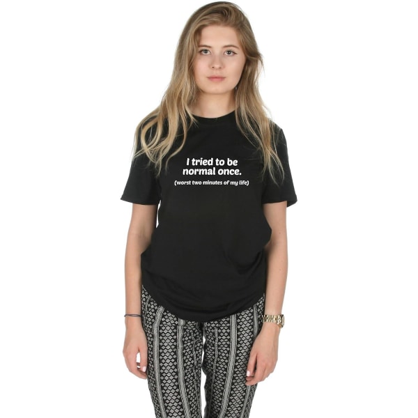 Jag försökte vara normal en gång mode söt Tumblr Grunge rolig slogan T-shirt Black S