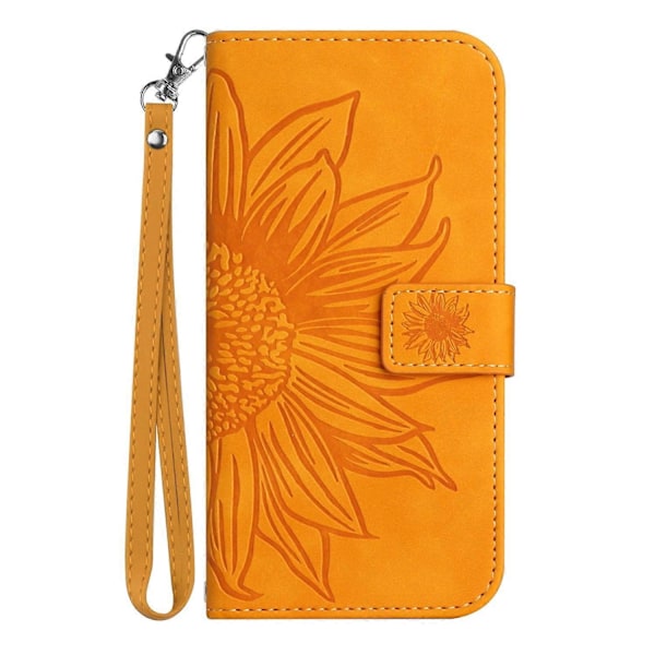 Til Samsung Galaxy A22 4G (EU Version) HT04 Skin-Touch Flip Wallet Cover med solsikkeprint, fuld dækning